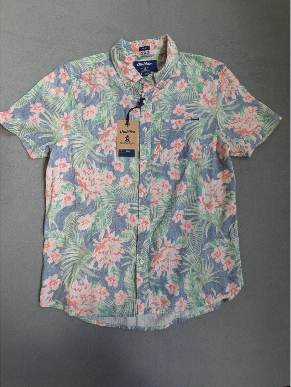 Chubbies Shirt Mens S Multicolor Hawaiian Tropical Floral Short Sleeve Button